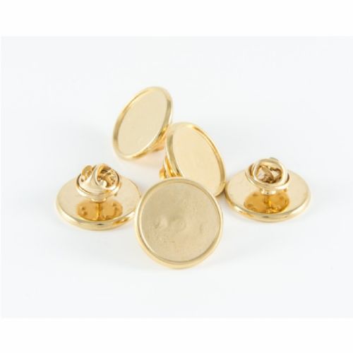 Premium Badge Blank round 16mm gold clutch and clear dome